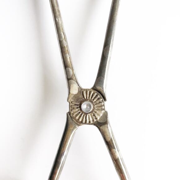 Vintage Silver Serving Scissors Serving Piece Flat Vegetable Tongs Wedding Gift - Picture 5 of 12